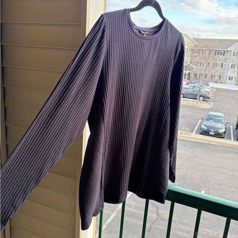 🆕 Eileen Fisher Ribbed Top Size M Dark Navy Stretch Minimalist Chic Office Work - Picture 6 of 16